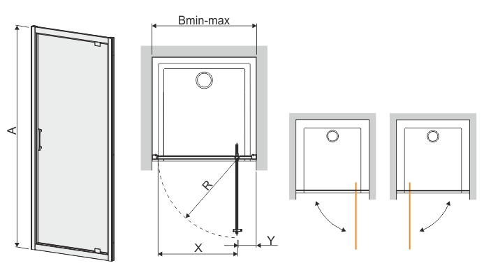 Duschdrr Sloane - Grtt glas