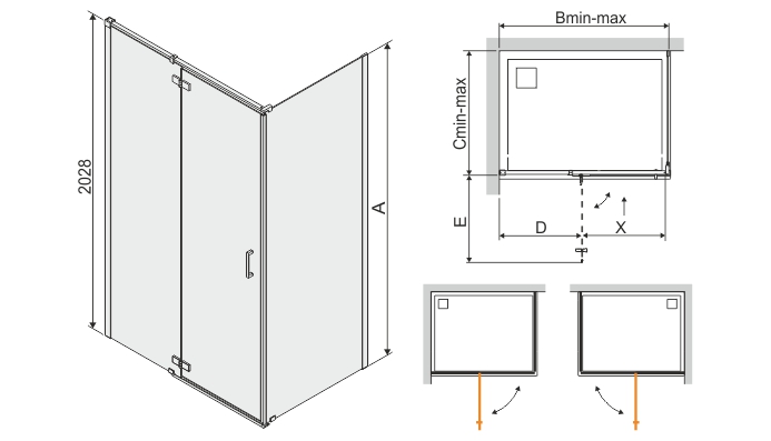 Duschhörn Free Line II - 6mm glas (square eller rectangular) Duschhörn Free Line II - 6mm glas (square eller rectangular)