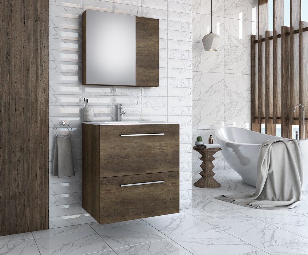 Badrumsmöbler Puro - Mörk träimitation Badrumsmöbler Puro - Mörk träimitation