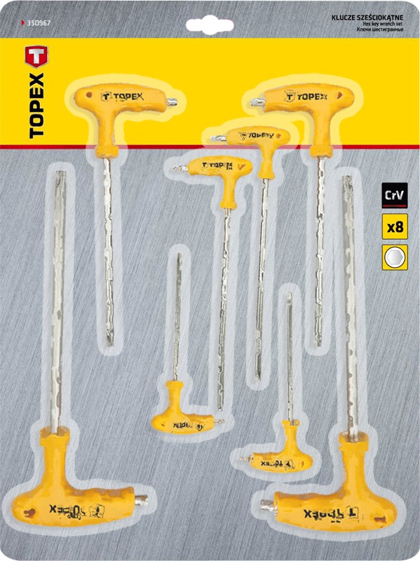 Insexnyckelset med T-handtag, 8 delar Insexnyckelset med T-handtag, 8 delar