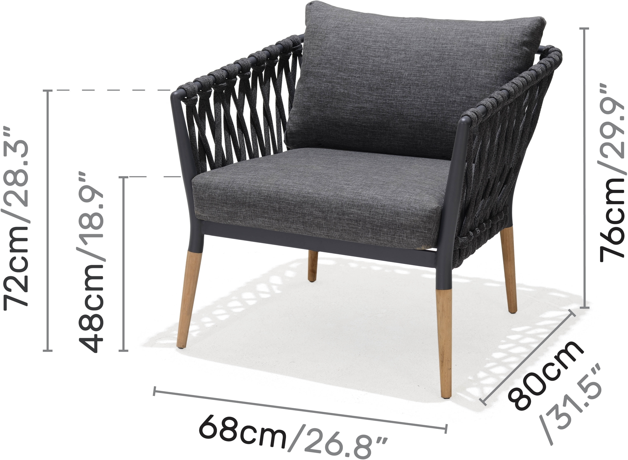 Lifestyle Garden utegrupp Ipanema med soffa, 2 st ftljer och soffbord - Gr / Teak / Olefin
