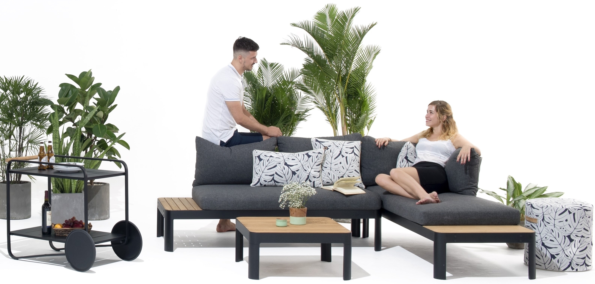 Lifestyle Garden Portals - Serveringsvagn svart / Teak Lifestyle Garden Portals - Serveringsvagn svart / Teak