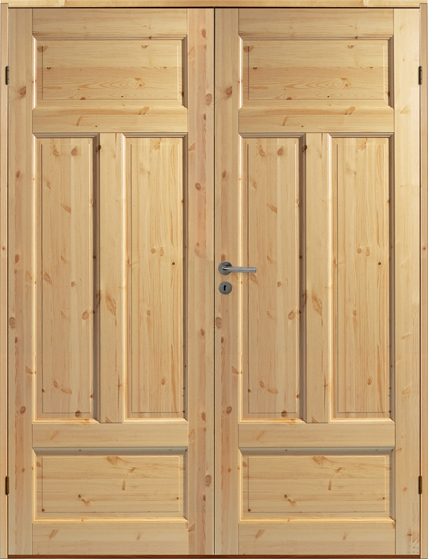 Parinnerdrr Kungsholmen - furu + Handtagskit - Blankt