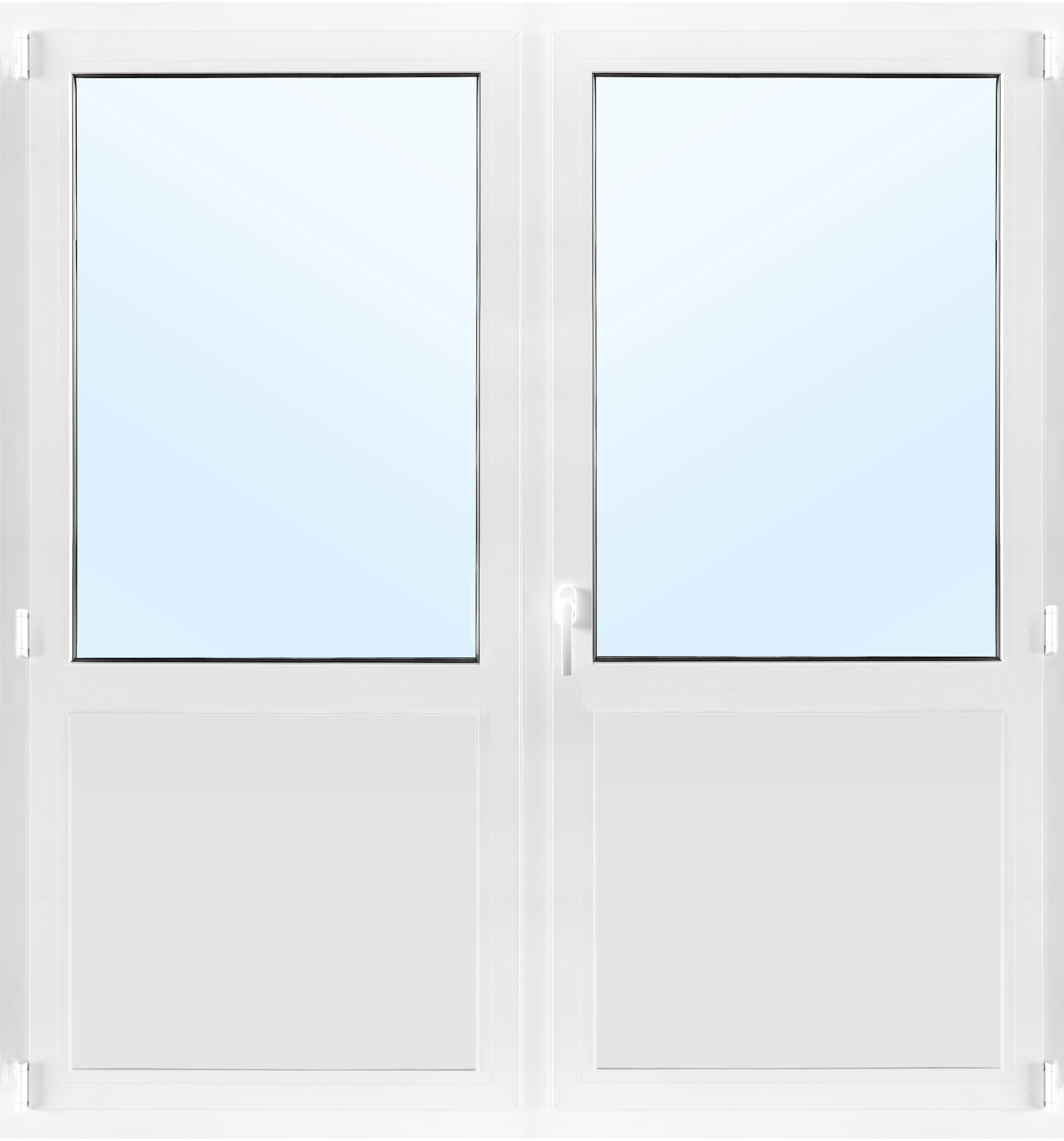 Pardörr med fönster 3-glas - Utåtgående - PVC - U-värde 0,96 + Karmhylsor Pardörr med fönster 3-glas - Utåtgående - PVC - U-värde 0,96 + Karmhylsor
