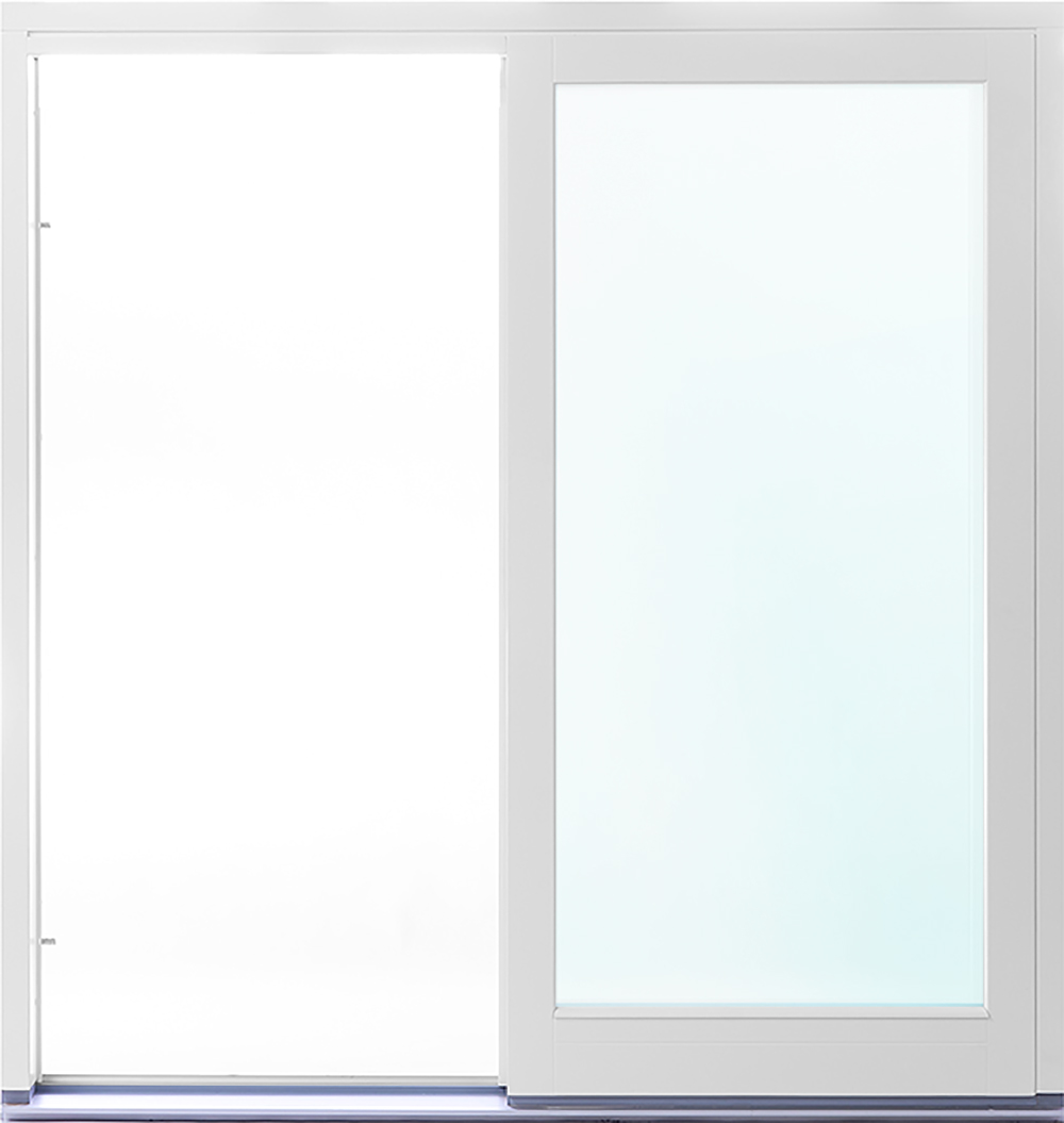 2-delat fasadparti i trä med skjutdörr - 3-glas + Karmhylsor 2-delat fasadparti i trä med skjutdörr - 3-glas + Karmhylsor