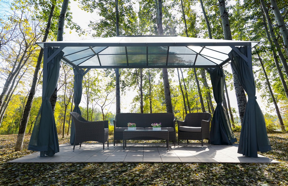 Paviljong Kim 12 m² – Grå pulverlackerad Paviljong Kim 12 m² – Grå pulverlackerad