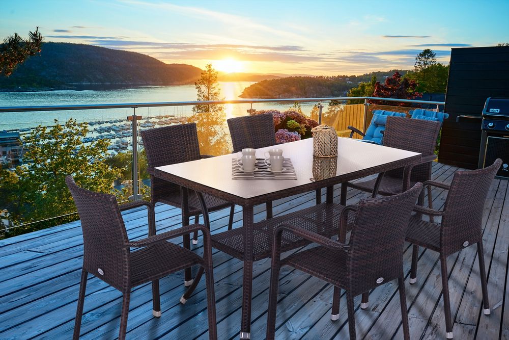 Matgrupp Sumba bord + 6 stolar - Brunmelerad Matgrupp Sumba bord + 6 stolar - Brunmelerad