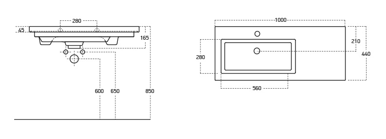 Badrumsm�bler Luxus 100 cm - Betong gr�