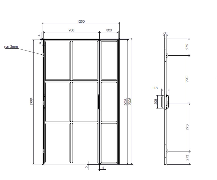 Industriglasdörr - svart Industriglasdörr - svart