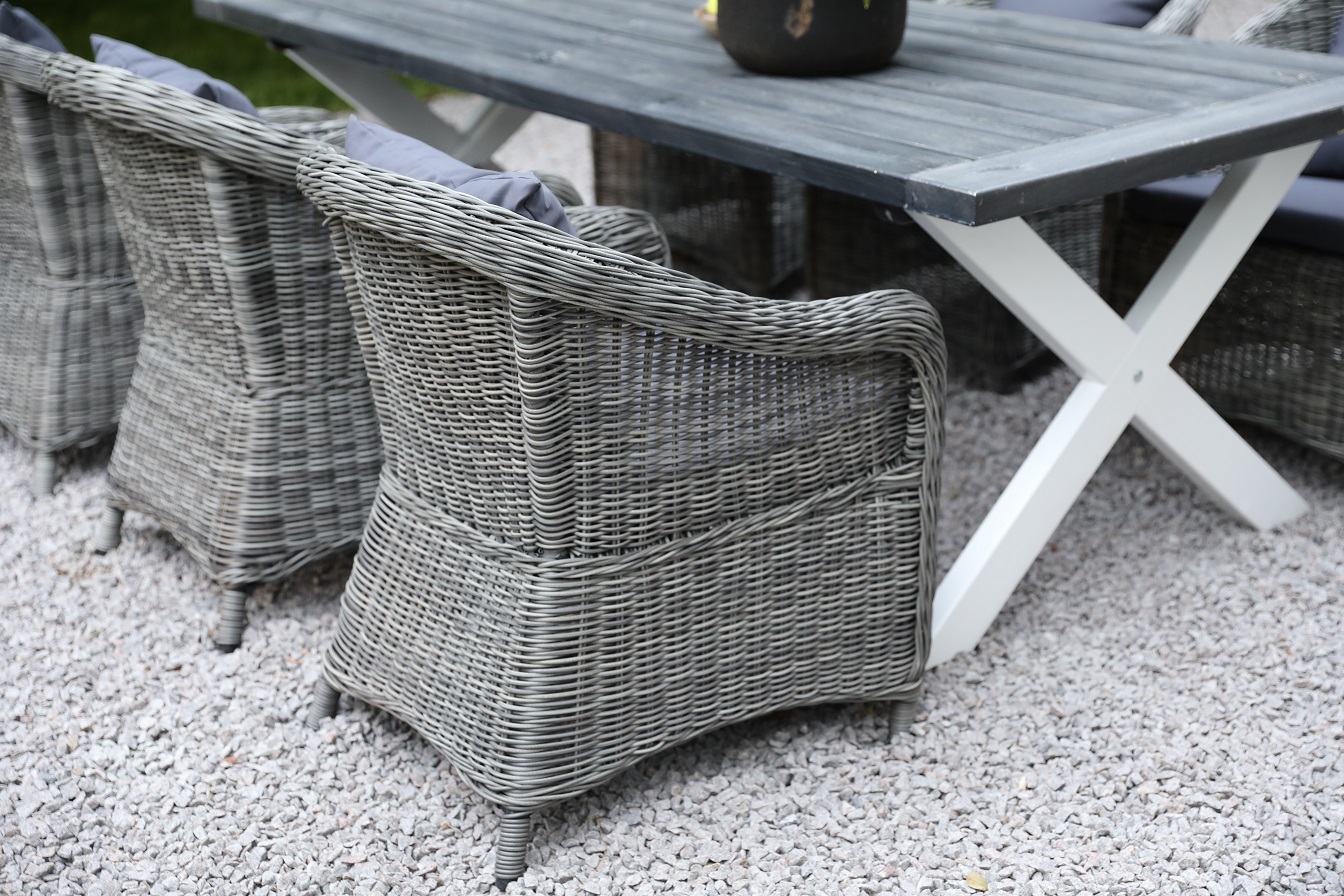 Oxford - Utemöbelgrupp 220 cm Grå/Vit Oxford - Utemöbelgrupp 220 cm Grå/Vit