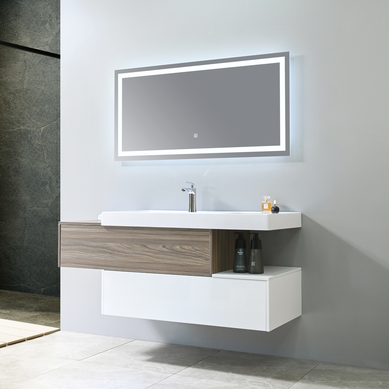 Badrumsmöbler Nordic Duo - Vit & Trä Badrumsmöbler Nordic Duo - Vit & Trä