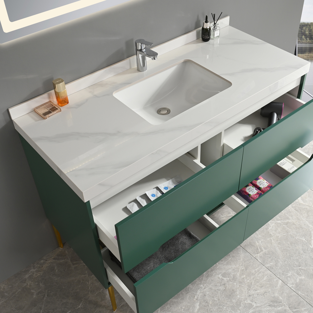 Badezimmermöbel Cancun 120 cm - Grün mit Messingdetails Badezimmermöbel Cancun 120 cm - Grün mit Messingdetails