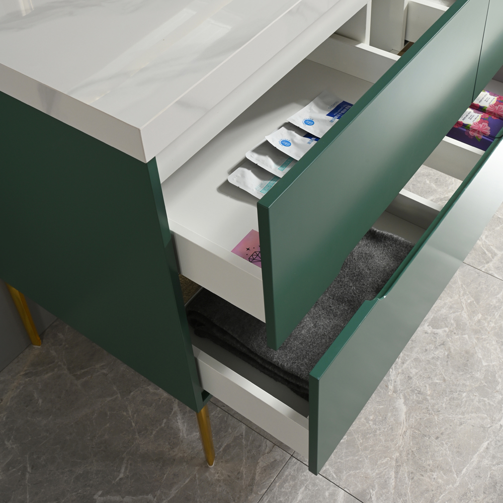 Badezimmermöbel Cancun 120 cm - Grün mit Messingdetails Badezimmermöbel Cancun 120 cm - Grün mit Messingdetails