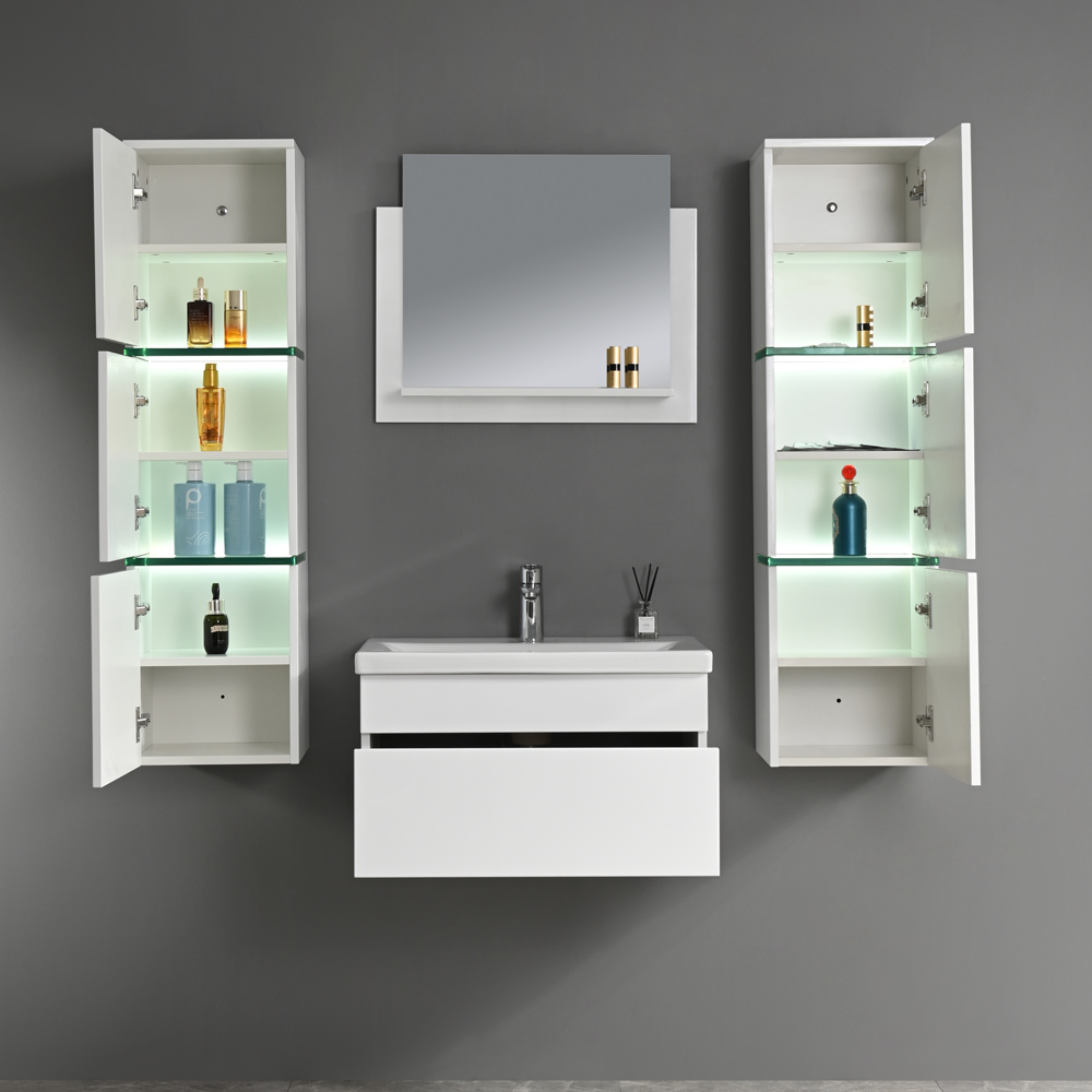 Badezimmerm�bel Venedig 60 cm - Wei� mit LED-Beleuchtung