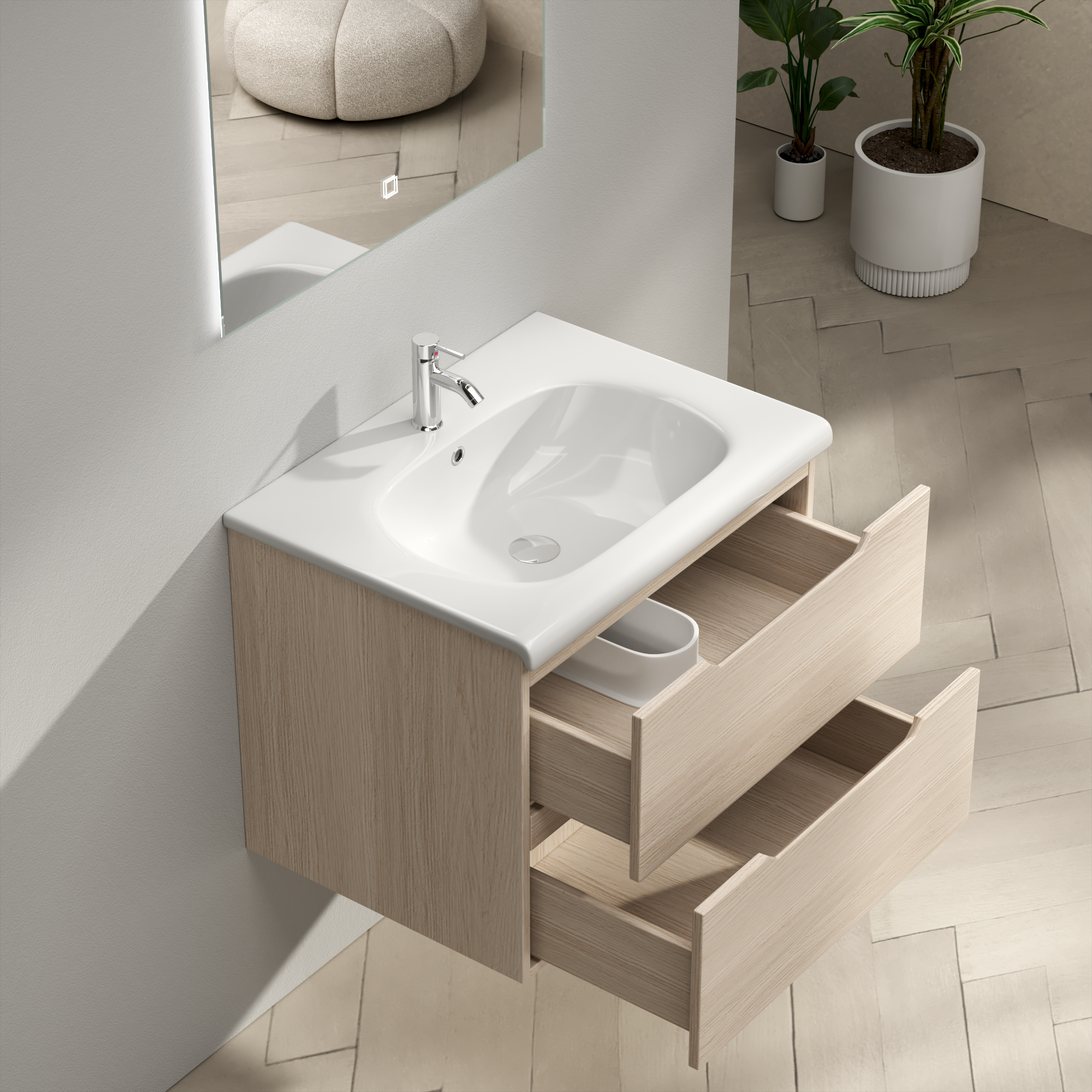 Badrumsmbler Vega 60 cm - Ljus trimitation