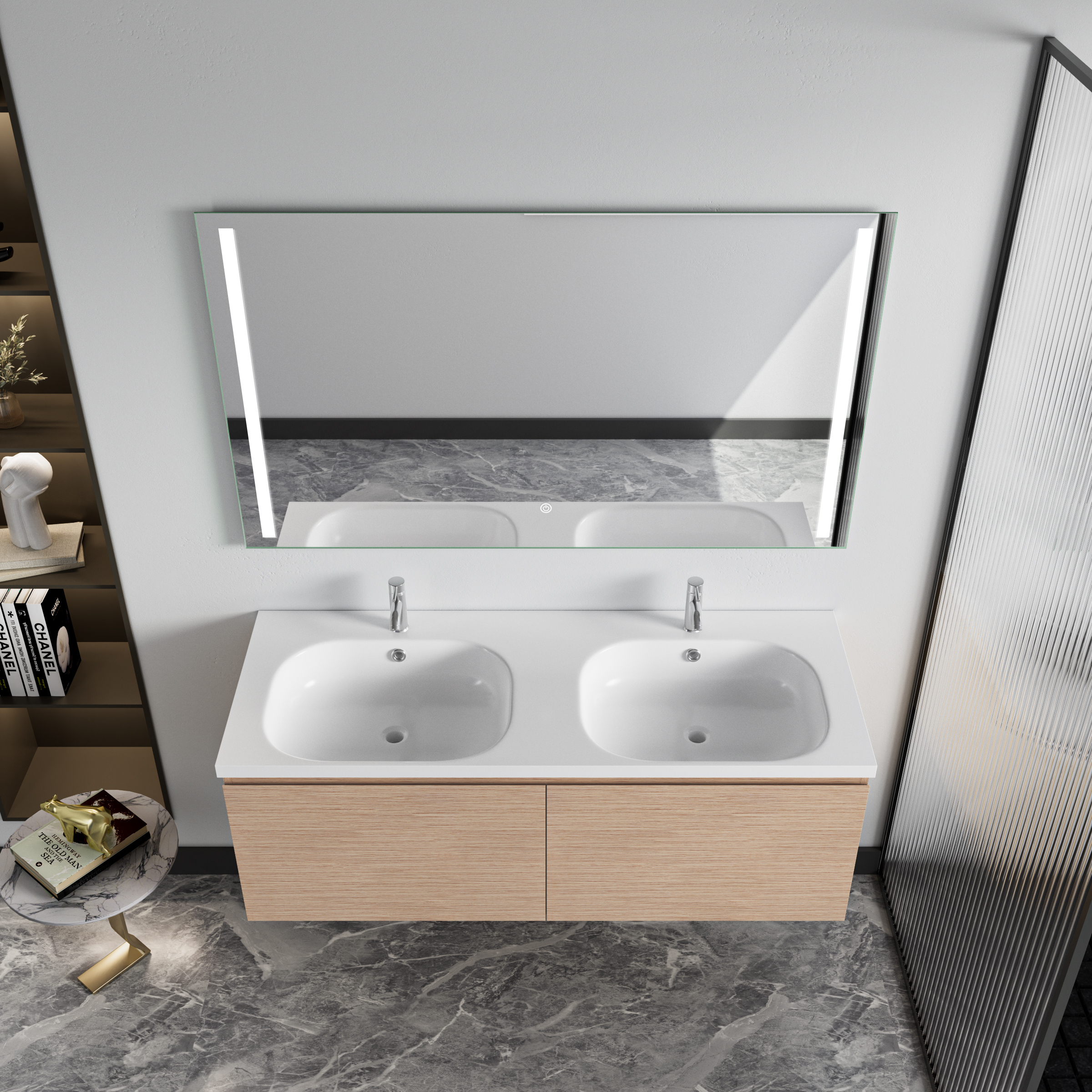 Badezimmermöbel Siena - Helle Holzimitation Badezimmermöbel Siena - Helle Holzimitation