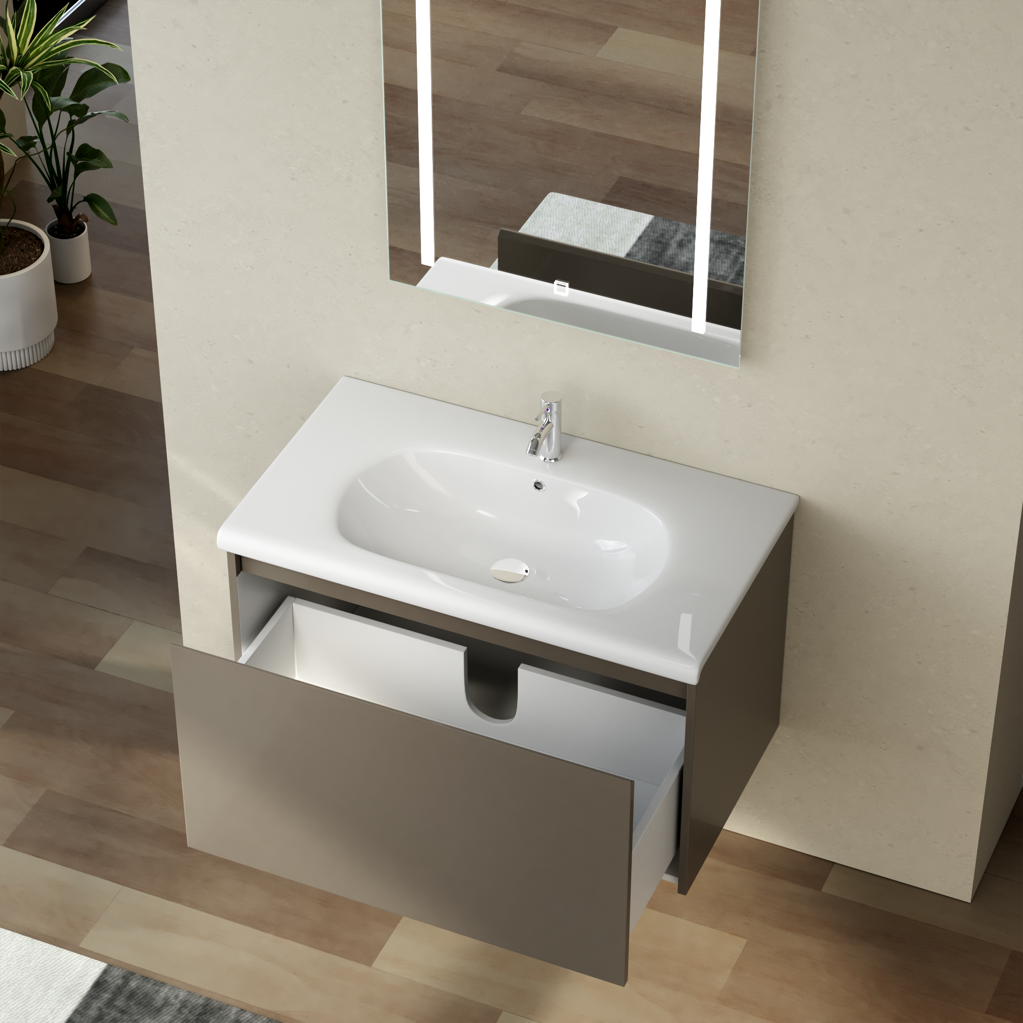 Badezimmermöbel Zeal 80 cm - Greige Badezimmermöbel Zeal 80 cm - Greige