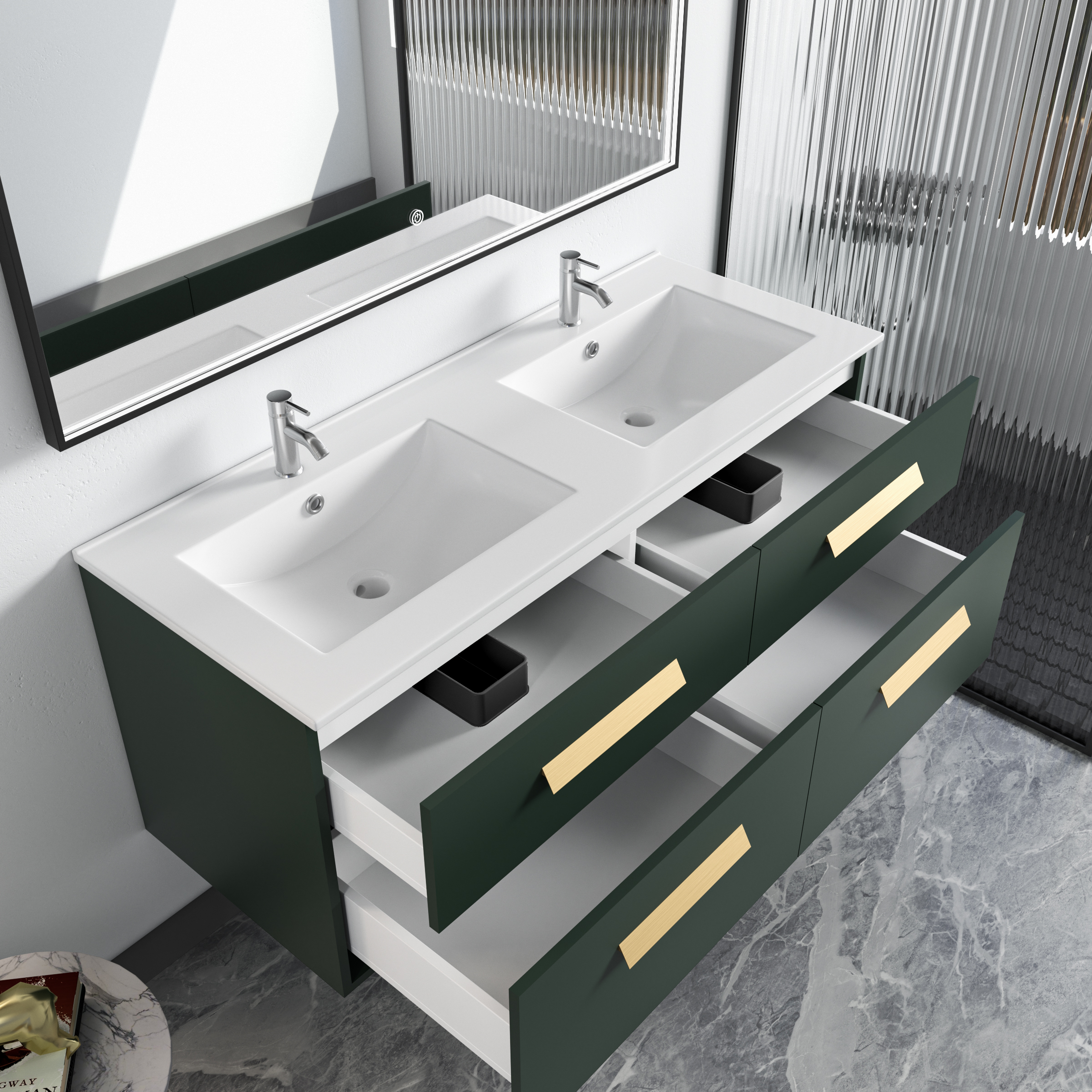 Badezimmermöbel Lima - Schwarz & Messing Badezimmermöbel Lima - Schwarz & Messing