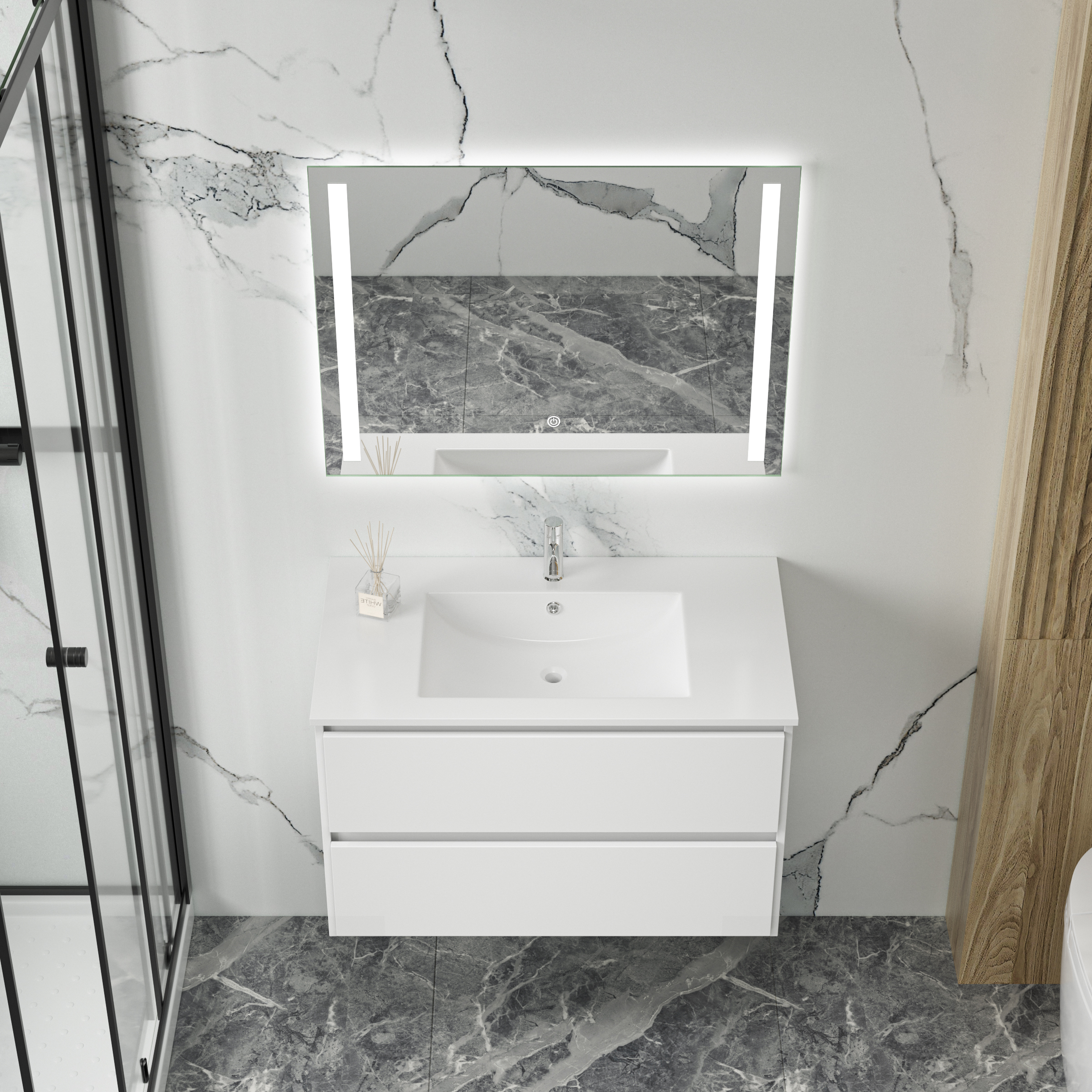 Badezimmermöbel Florence 80 cm - Weiß Badezimmermöbel Florence 80 cm - Weiß