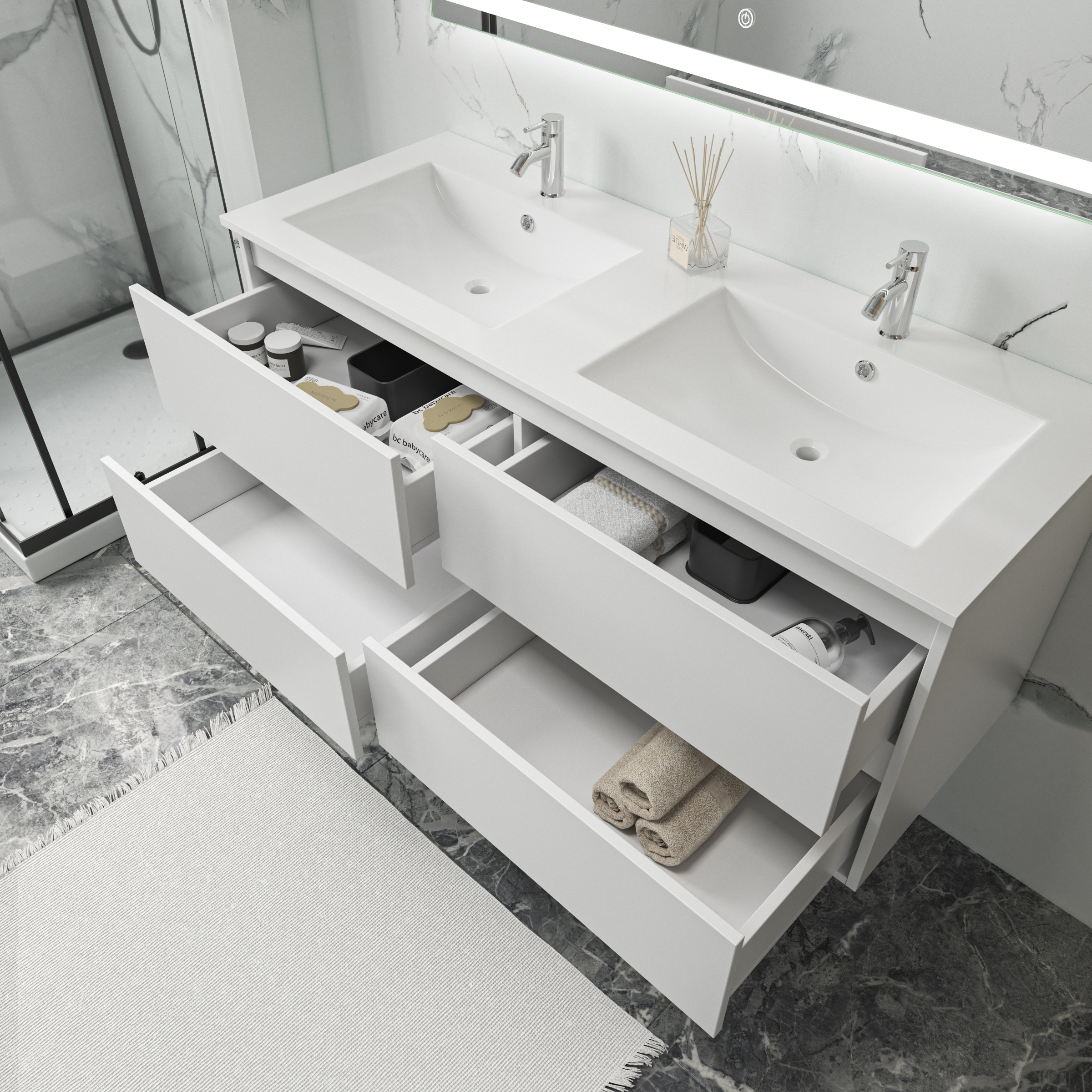 Badezimmermöbel Florence 120 cm - Weiß Badezimmermöbel Florence 120 cm - Weiß