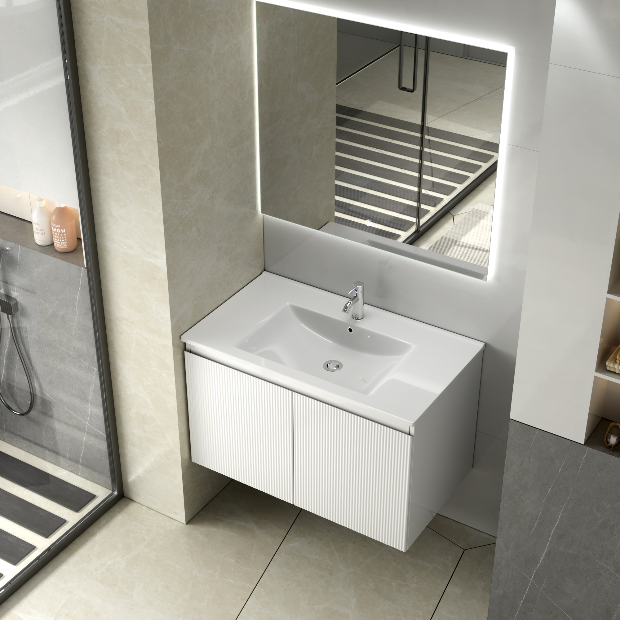 Badezimmermöbel Gustavo 80 cm - Weiß Badezimmermöbel Gustavo 80 cm - Weiß