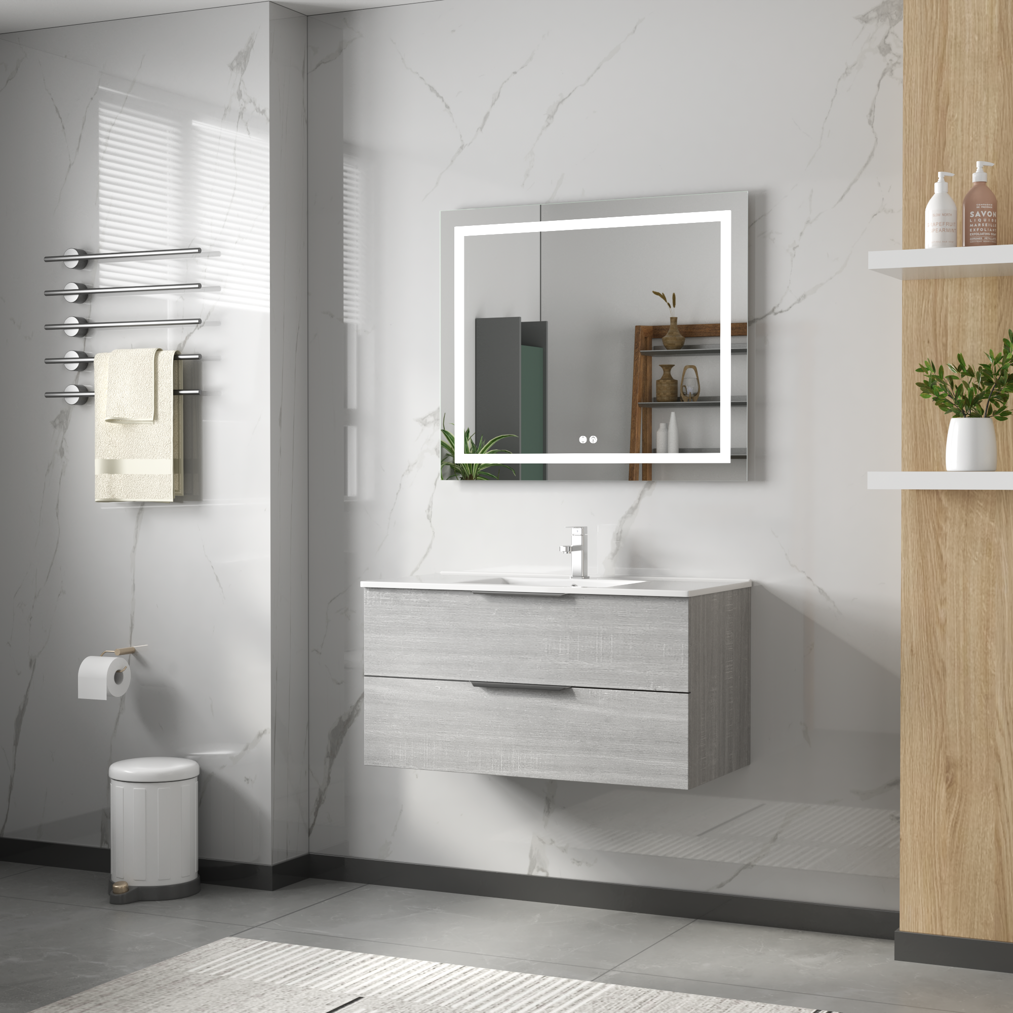 Badezimmermöbel London 80 cm - Betongrau Badezimmermöbel London 80 cm - Betongrau