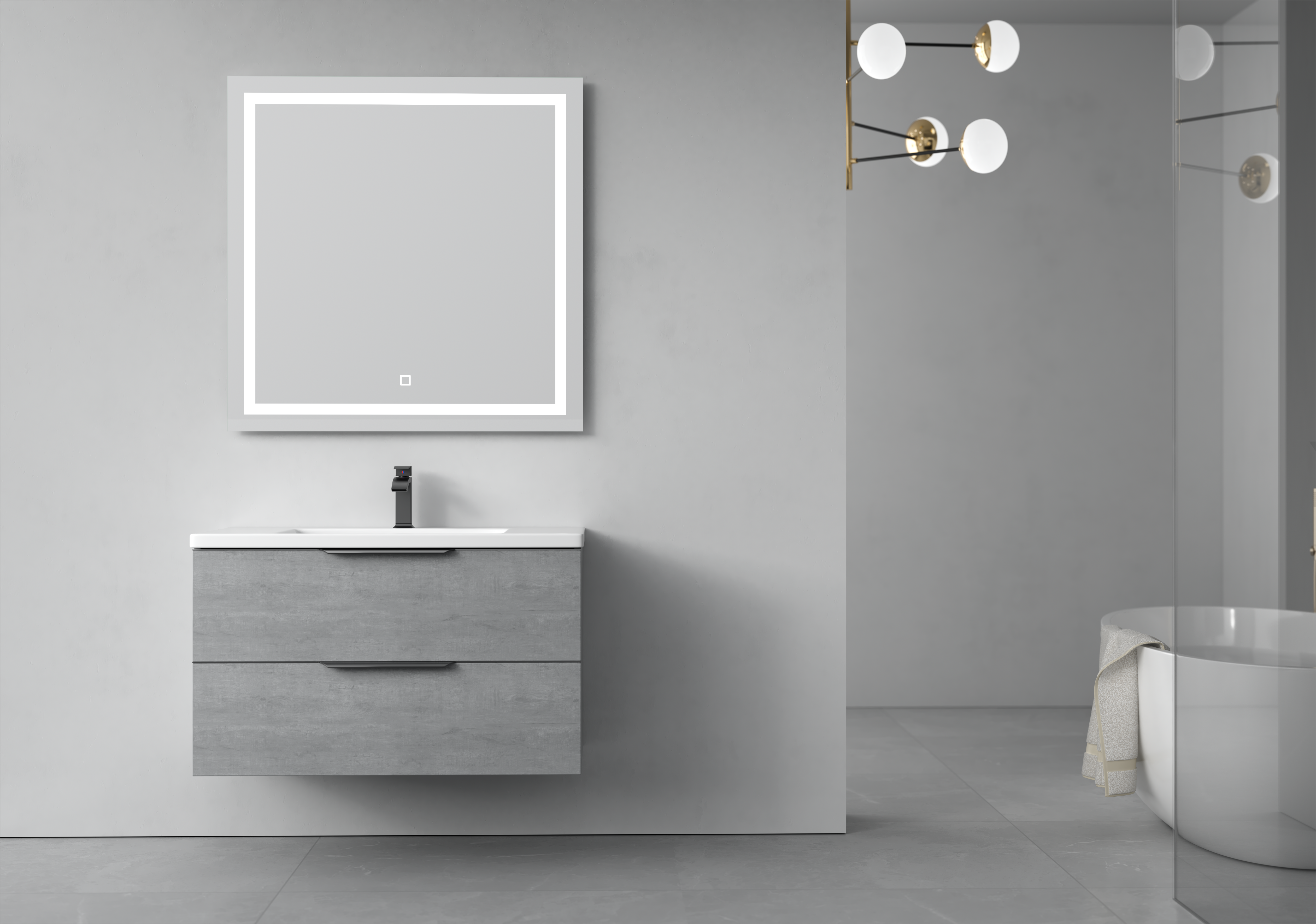 Badezimmermöbel London 90 cm - Betongrau Badezimmermöbel London 90 cm - Betongrau