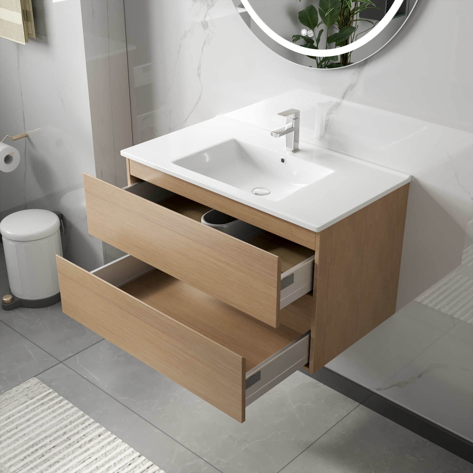 Badezimmermöbel Milan 80 cm - Helles Holz Badezimmermöbel Milan 80 cm - Helles Holz