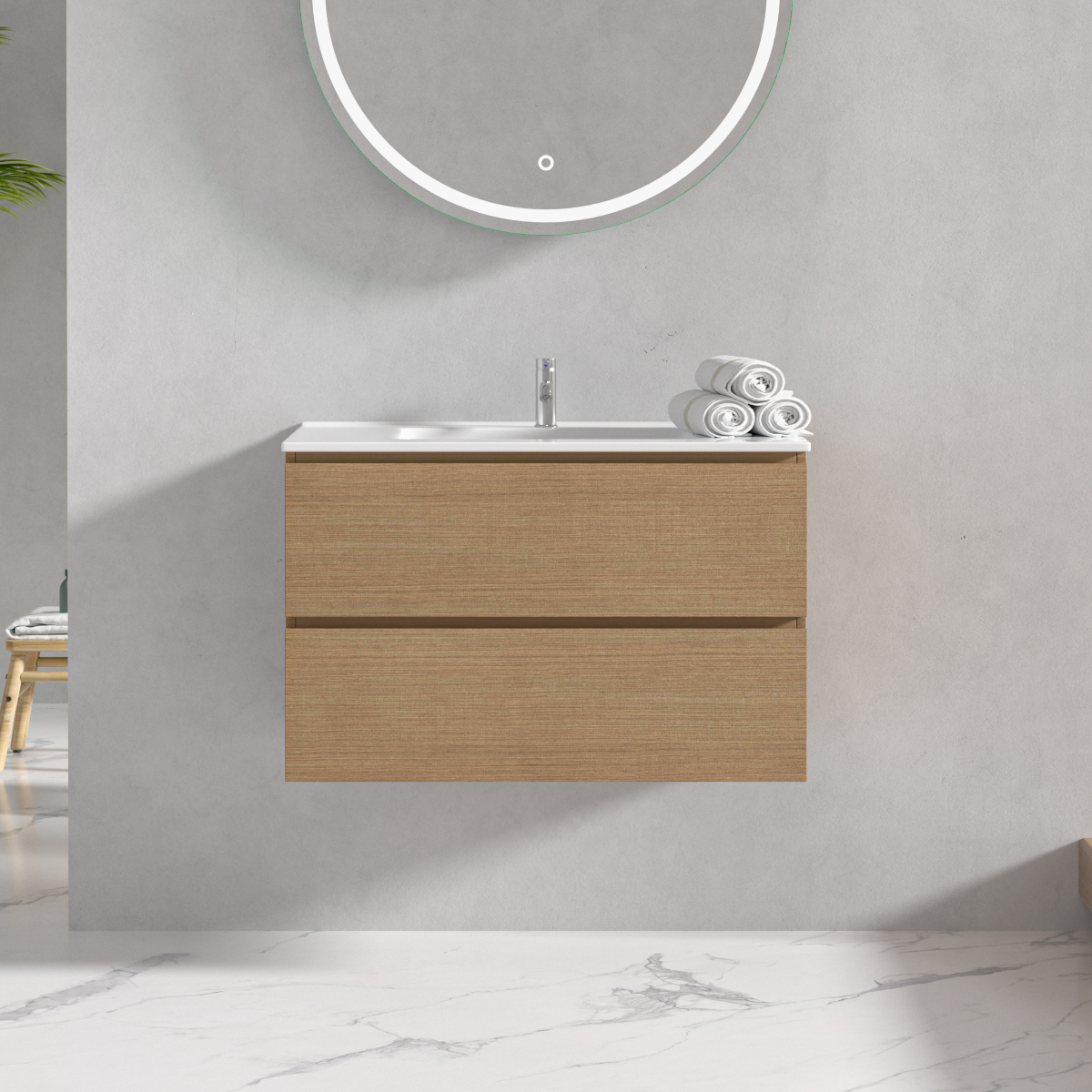 Badezimmermöbel Milan 80 cm - Helles Holz Badezimmermöbel Milan 80 cm - Helles Holz