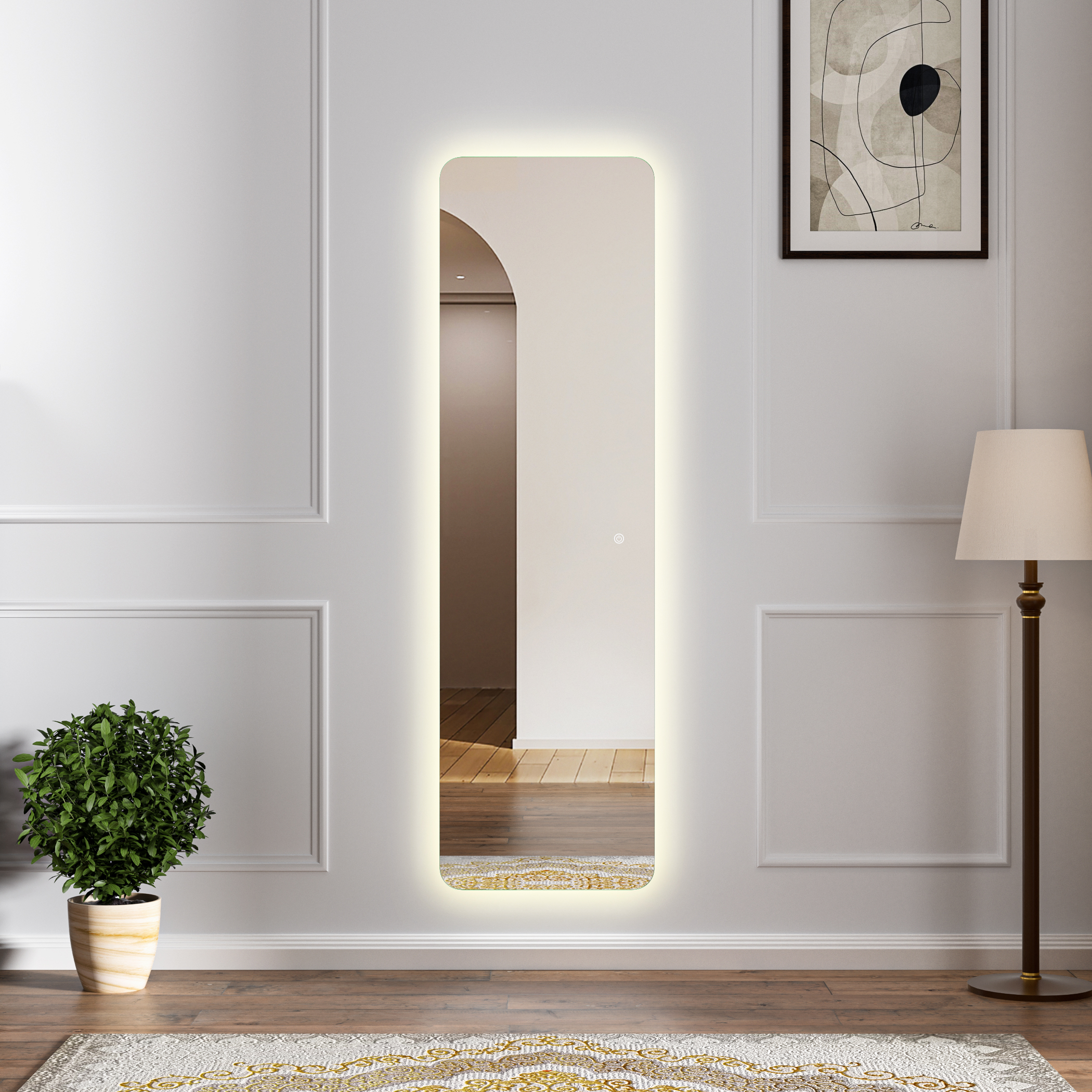 Väggspegel Trani med LED-belysning & rundade hörn Väggspegel Trani med LED-belysning & rundade hörn