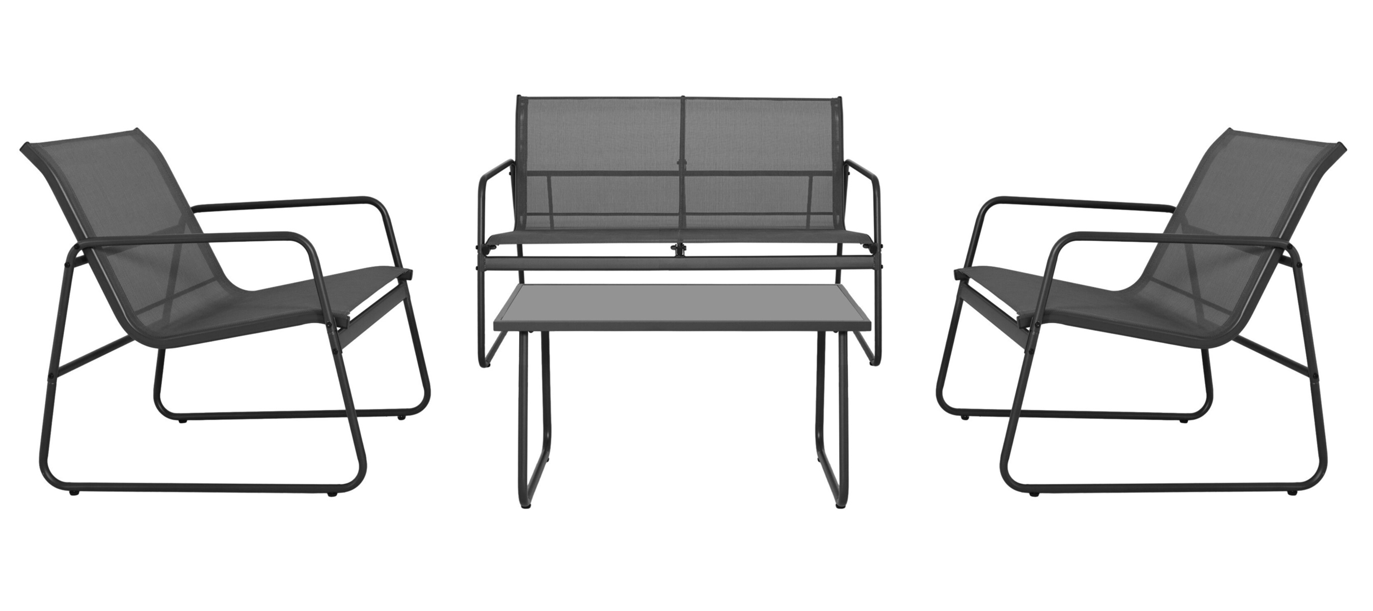 Zansibar loungegrupp soffa fåtöljer och soffbord - Svart utegrupp Zansibar loungegrupp soffa fåtöljer och soffbord - Svart utegrupp