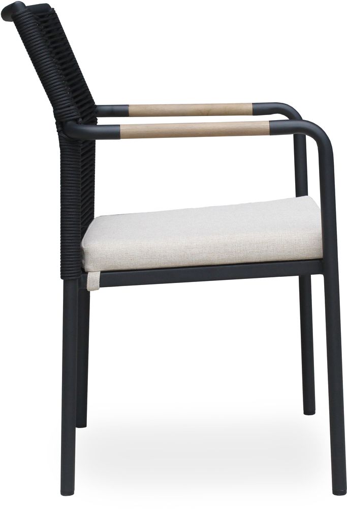 Skanör karmstol i svart rep - Svart/Teak Skanör karmstol i svart rep - Svart/Teak