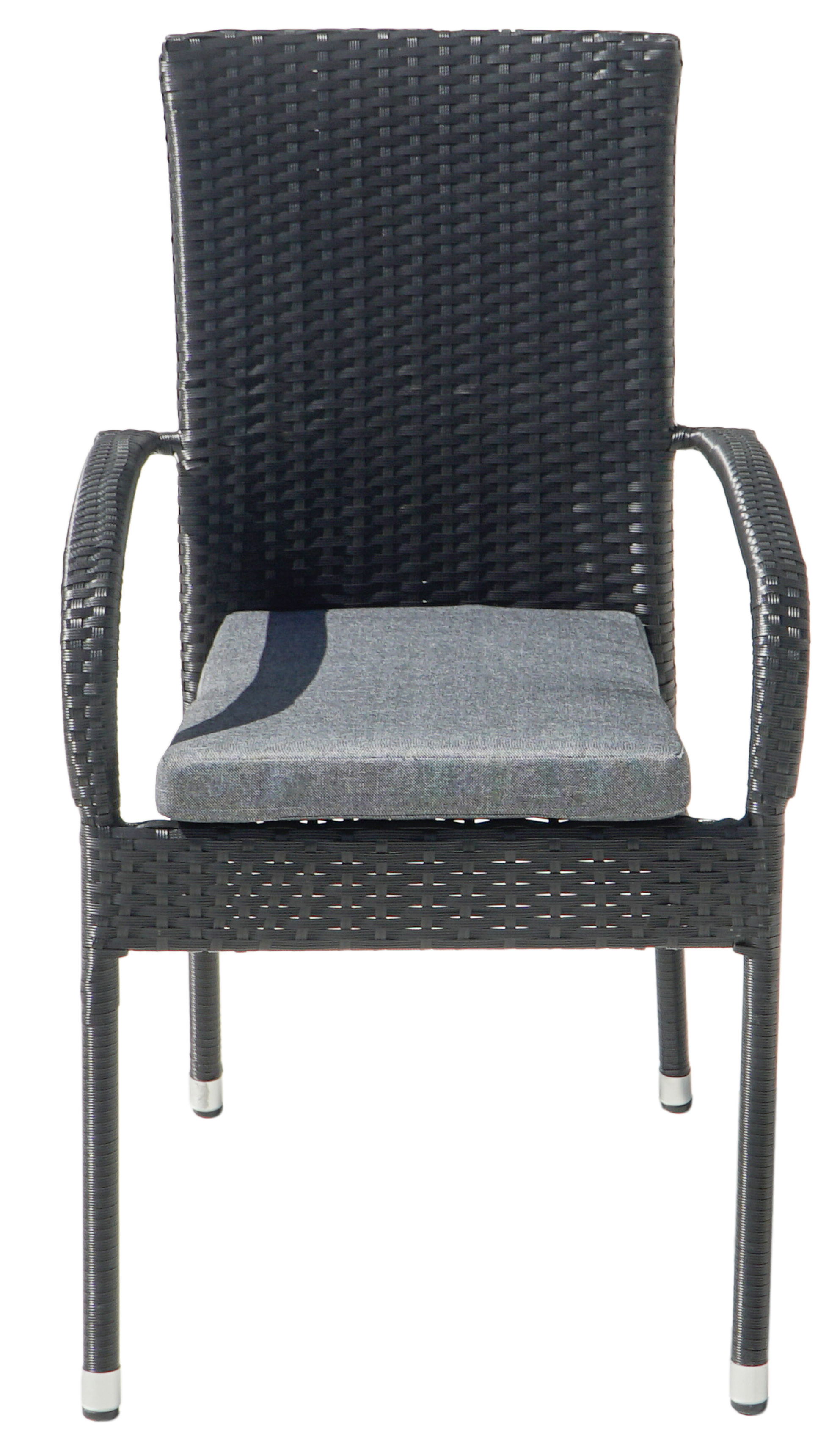 Majken stapelbar utestol med dyna - Svart konstrotting med grå sittdyna Majken stapelbar utestol med dyna - Svart konstrotting med grå sittdyna