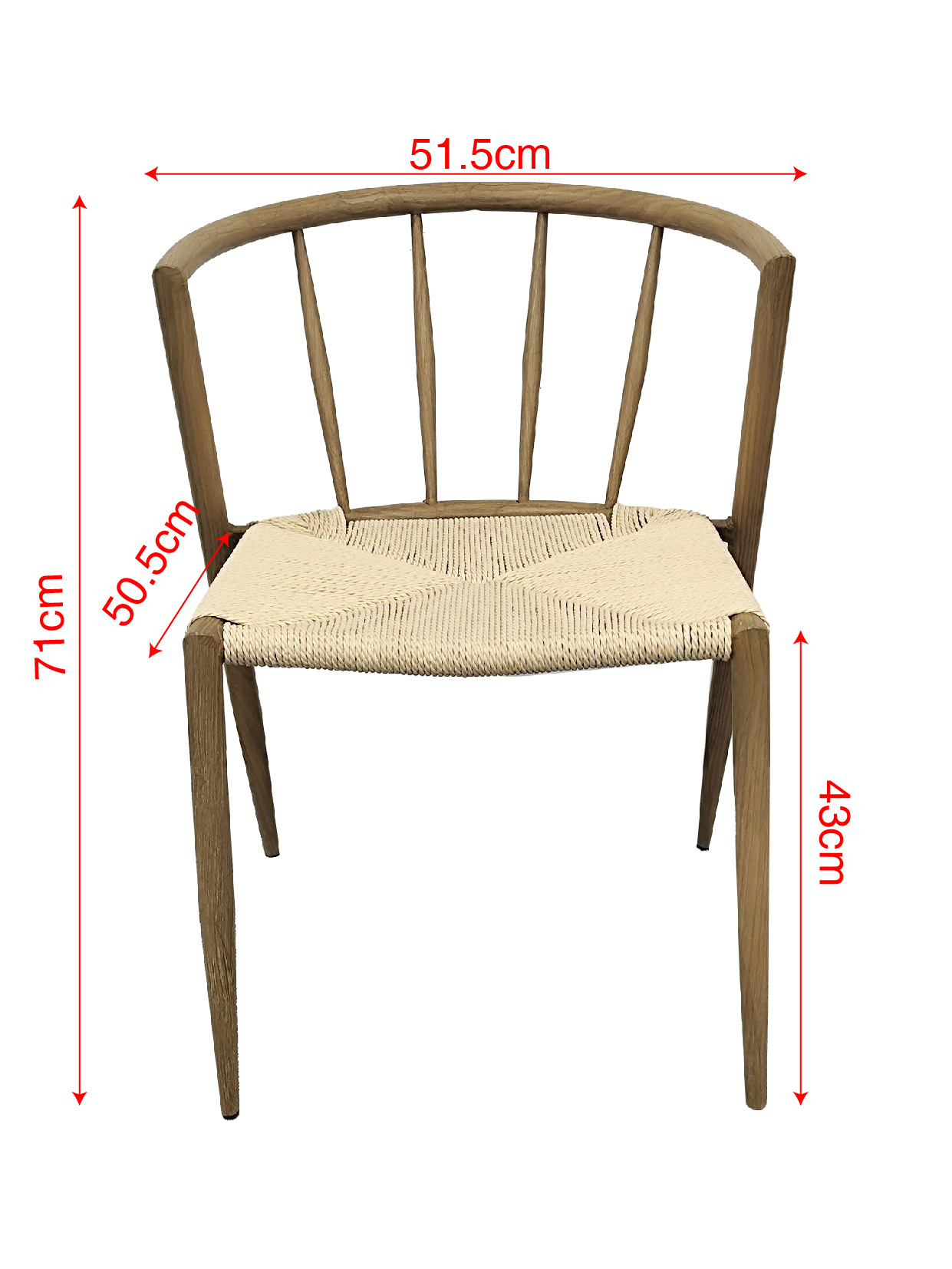 Bella utestol i ek-utseende med beige repsits Bella utestol i ek-utseende med beige repsits