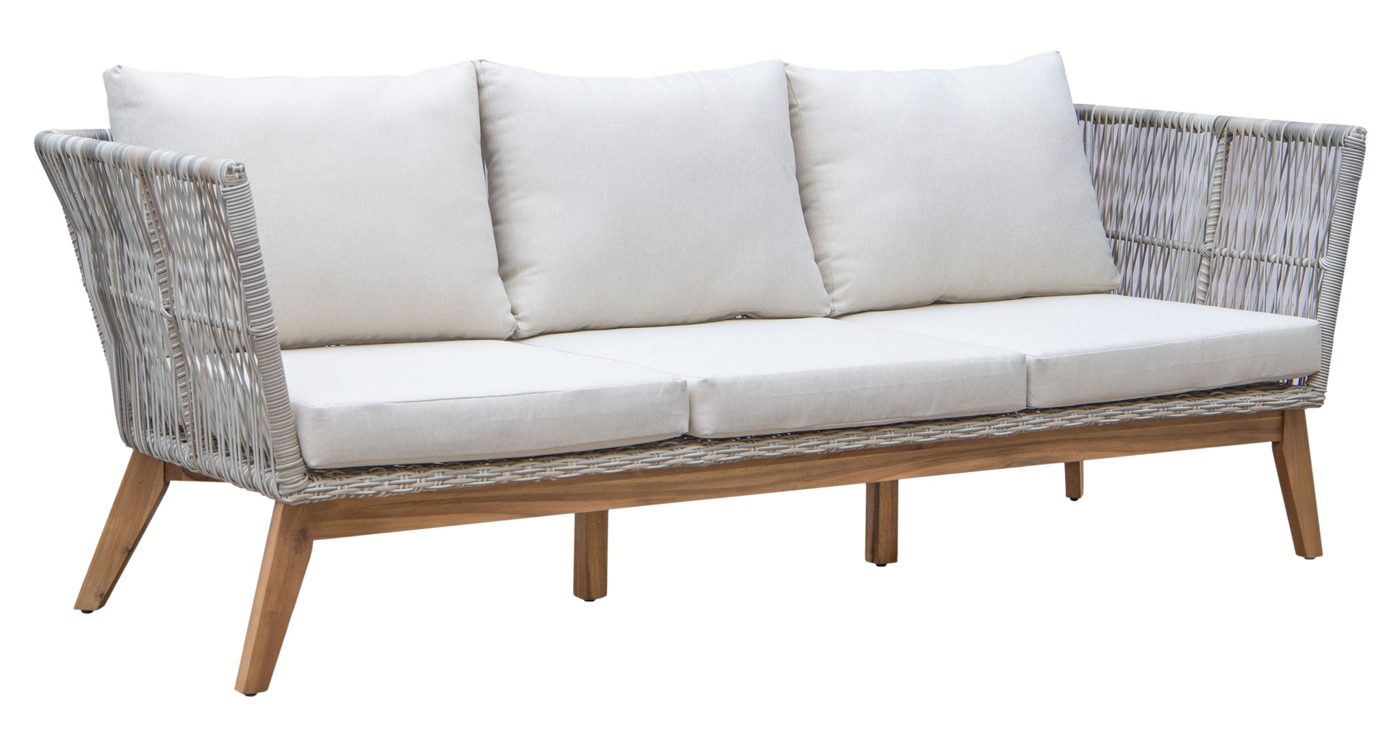 Inez loungegrupp - Grå konstrotting & akacia trä Inez loungegrupp - Grå konstrotting & akacia trä