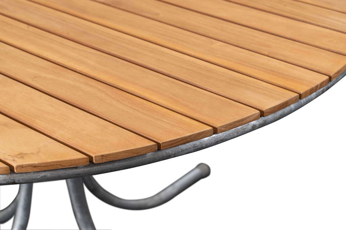 Möllan bord runt Ø110 cm - Teak / Galvaniserat stål Möllan bord runt Ø110 cm - Teak / Galvaniserat stål