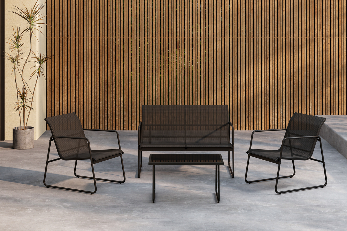 Zansibar loungegrupp soffa fåtöljer och soffbord - Svart utegrupp Zansibar loungegrupp soffa fåtöljer och soffbord - Svart utegrupp