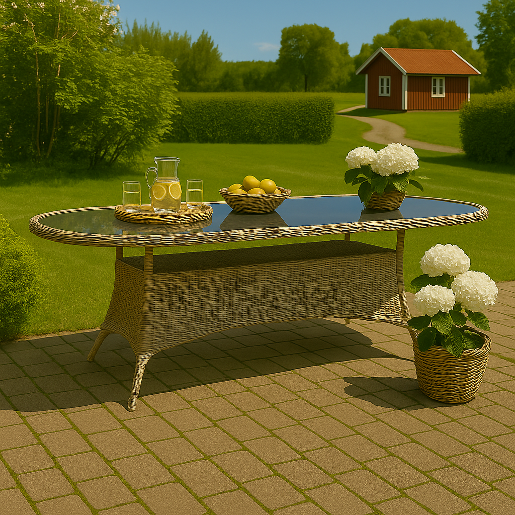 Trdgrdsbord - Menton | 230x100 cm | Natur | Ovalt