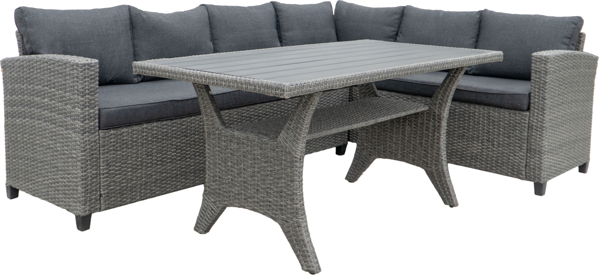 Tor utesoffgrupp med matbord i rotting - Grå konstrotting Tor utesoffgrupp med matbord i rotting - Grå konstrotting