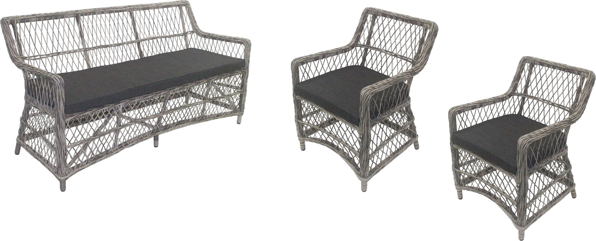 Provence 3-sits soffa med 2 st ftljer i konstrotting