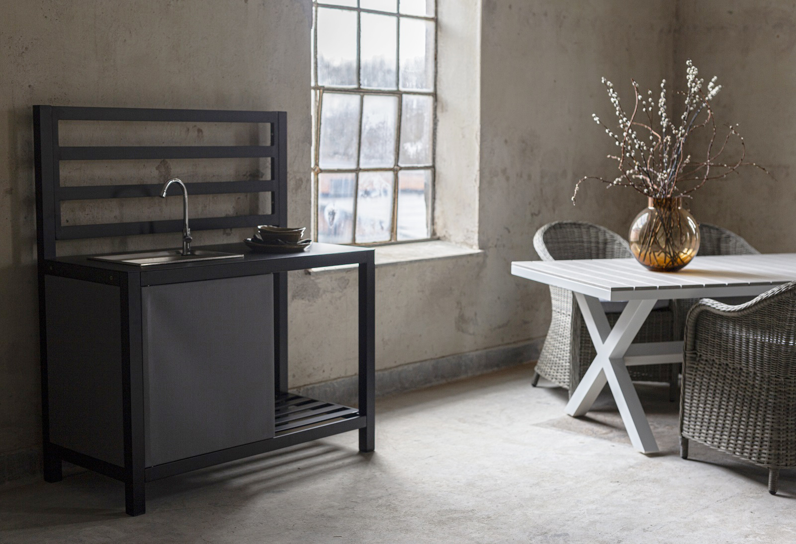 Utekök med vask i rostfritt Utekök med vask i rostfritt