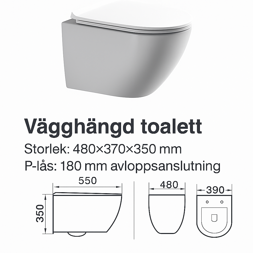 Vägghängd toalett Liva - Vit Vägghängd toalett Liva - Vit