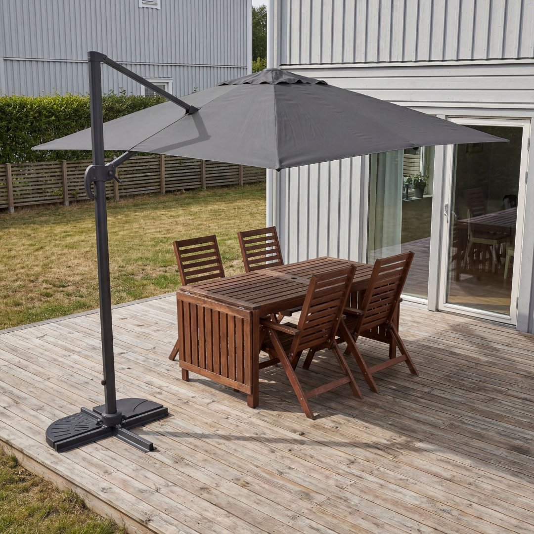 H�ngende parasol 300x300 cm m�rkegr� balkonparasol