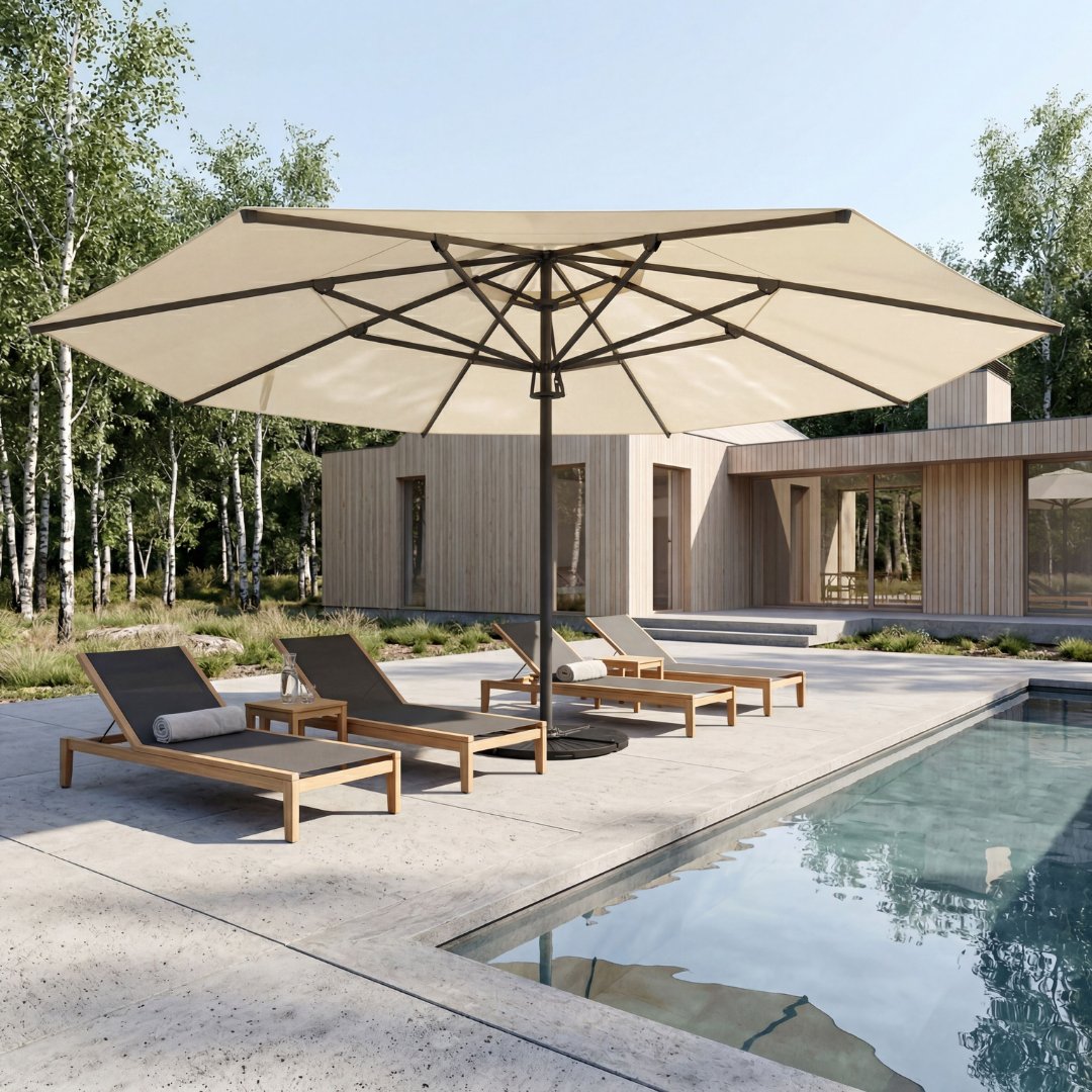 Parasoll Sunrise Premium - � 6 m + Reng�ringsspray f�r utem�bler