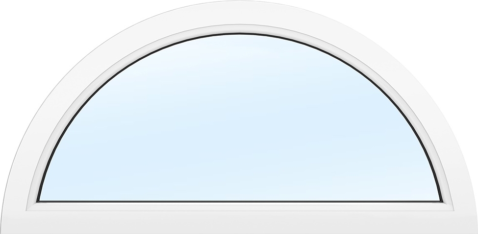 PVC-fnster | Halvmne Fast | 3-glas + Karmhylsor