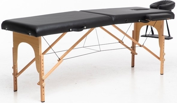 Massageb�nk med tr�ben - 2 zoner - Svart