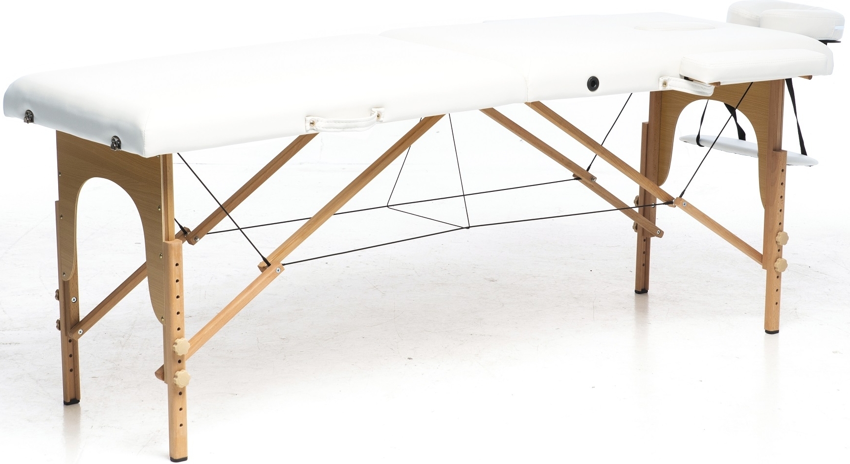 Massageb�nk med tr�ben - 2 zoner - Vit