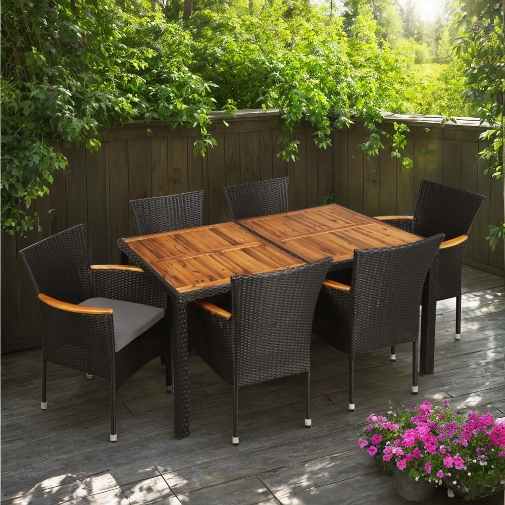 Texas utefåtölj - Svart/akacia Texas utefåtölj - Svart/akacia