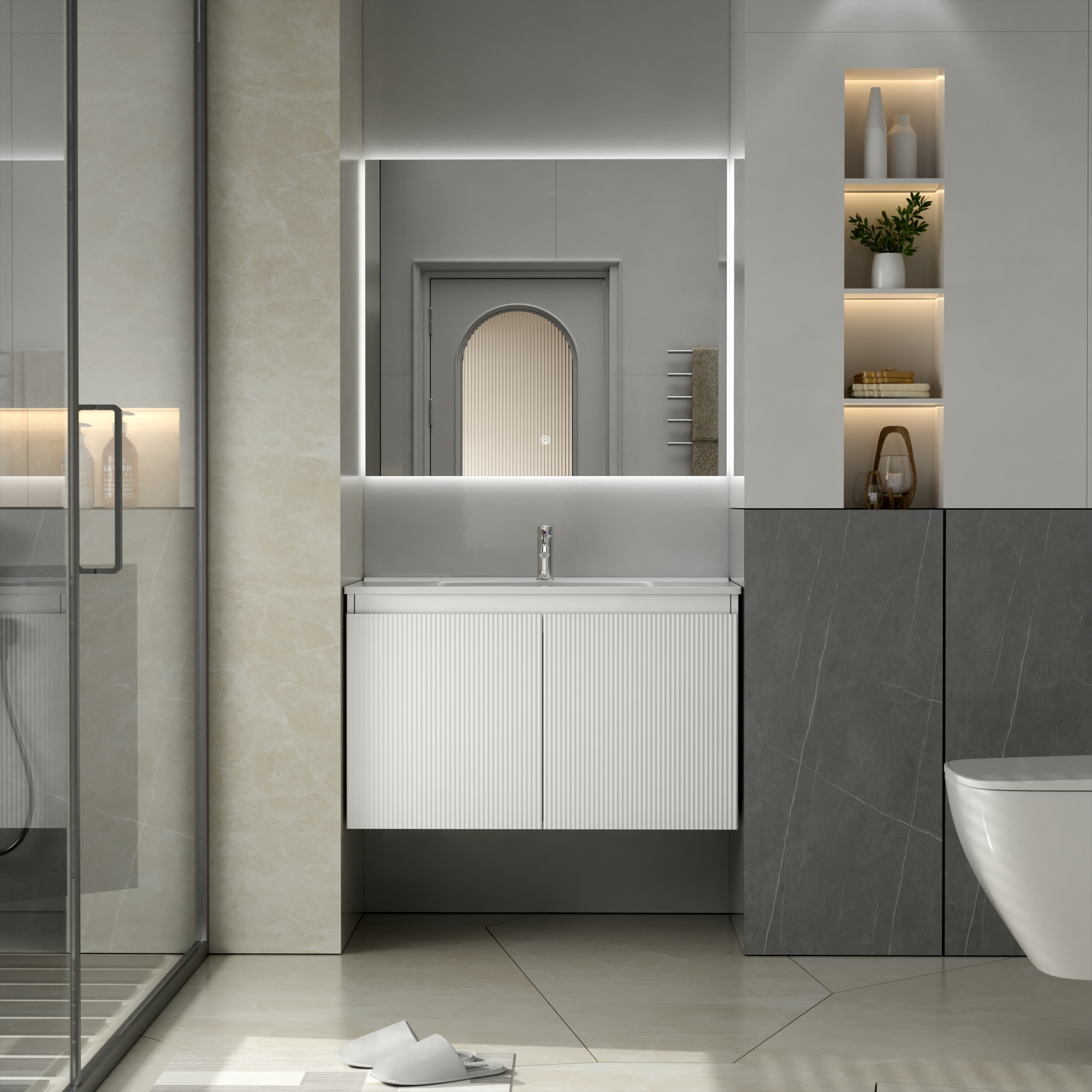 Badezimmermöbel Gustavo 80 cm - Weiß Badezimmermöbel Gustavo 80 cm - Weiß