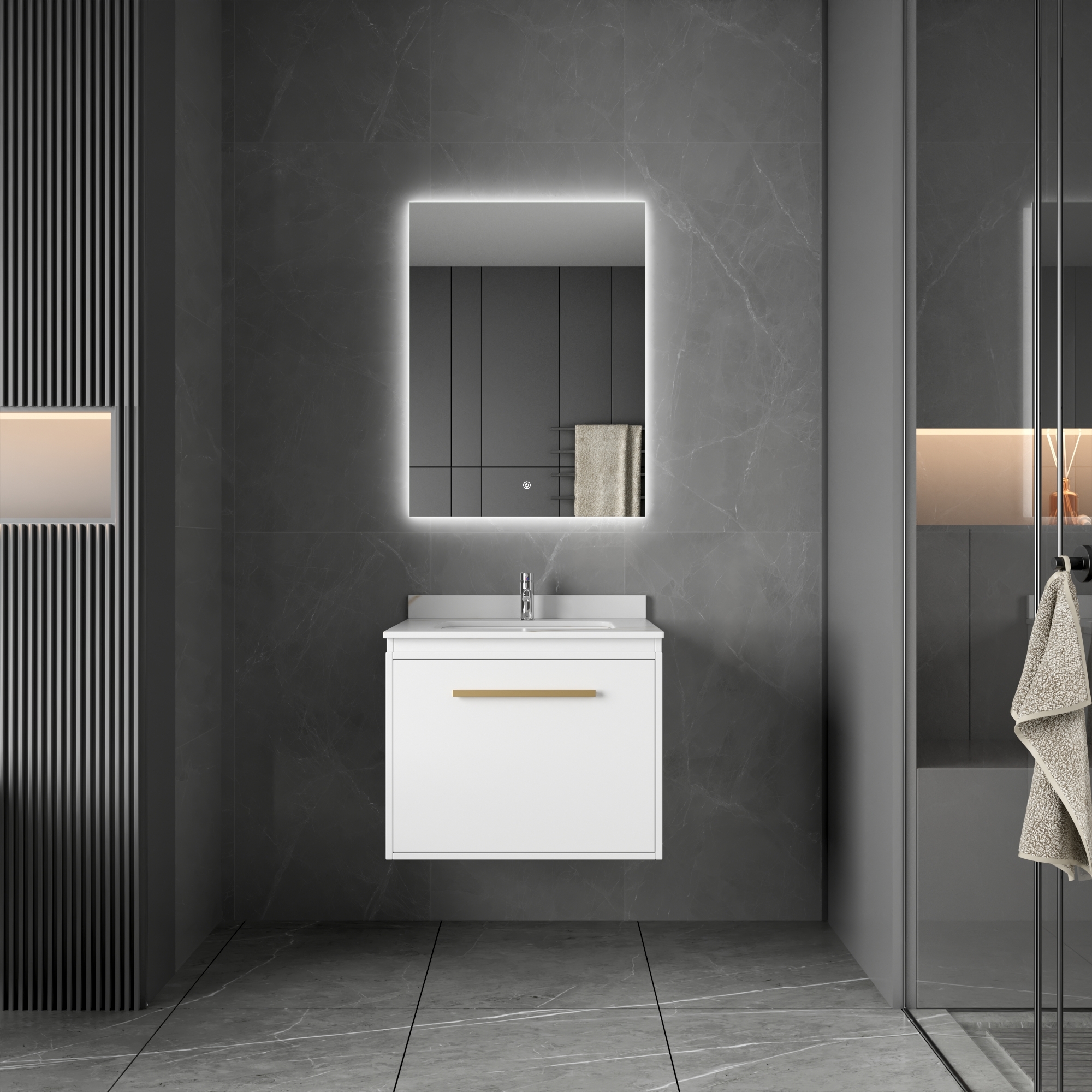 Badezimmermöbel Nova 60 cm - Weiß & Messing Badezimmermöbel Nova 60 cm - Weiß & Messing